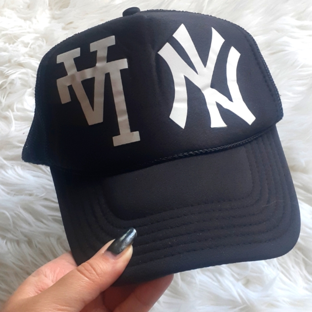 Rare Otto Collections Yankees & Dodgers Black Netted Foam Trucker Snapback Cap